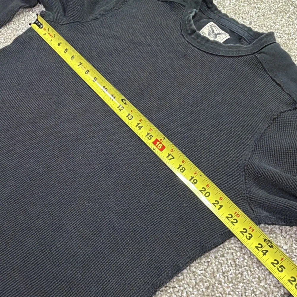 Vintage Waffle Knit Black Military Style American Living Size XL Essentials